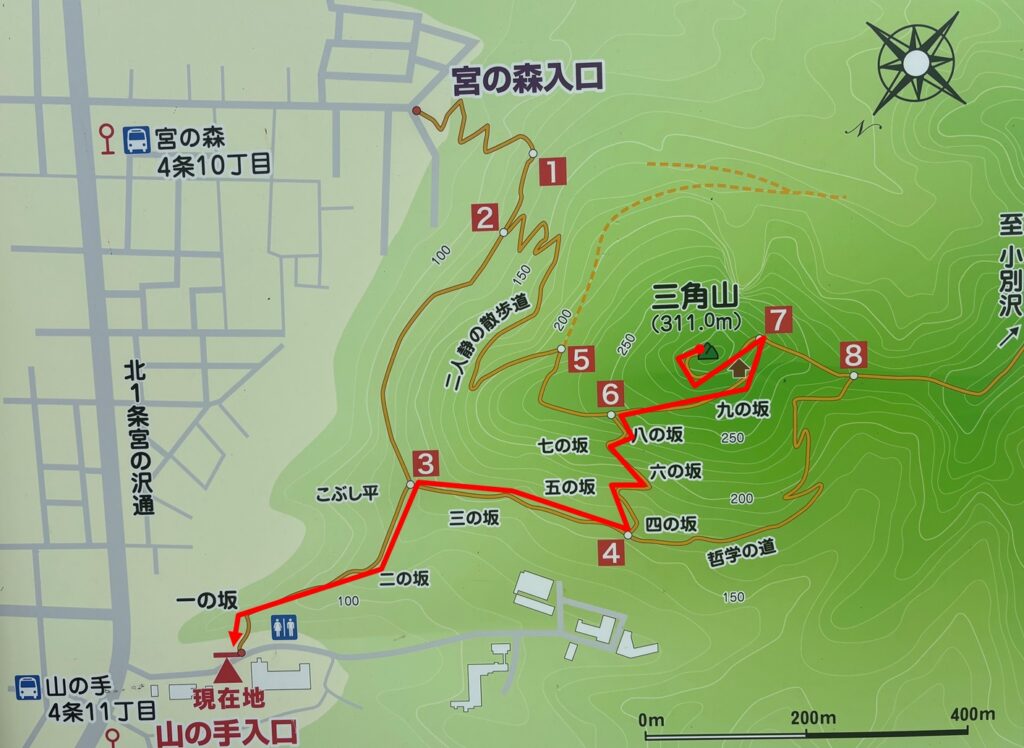 三角山登りルート